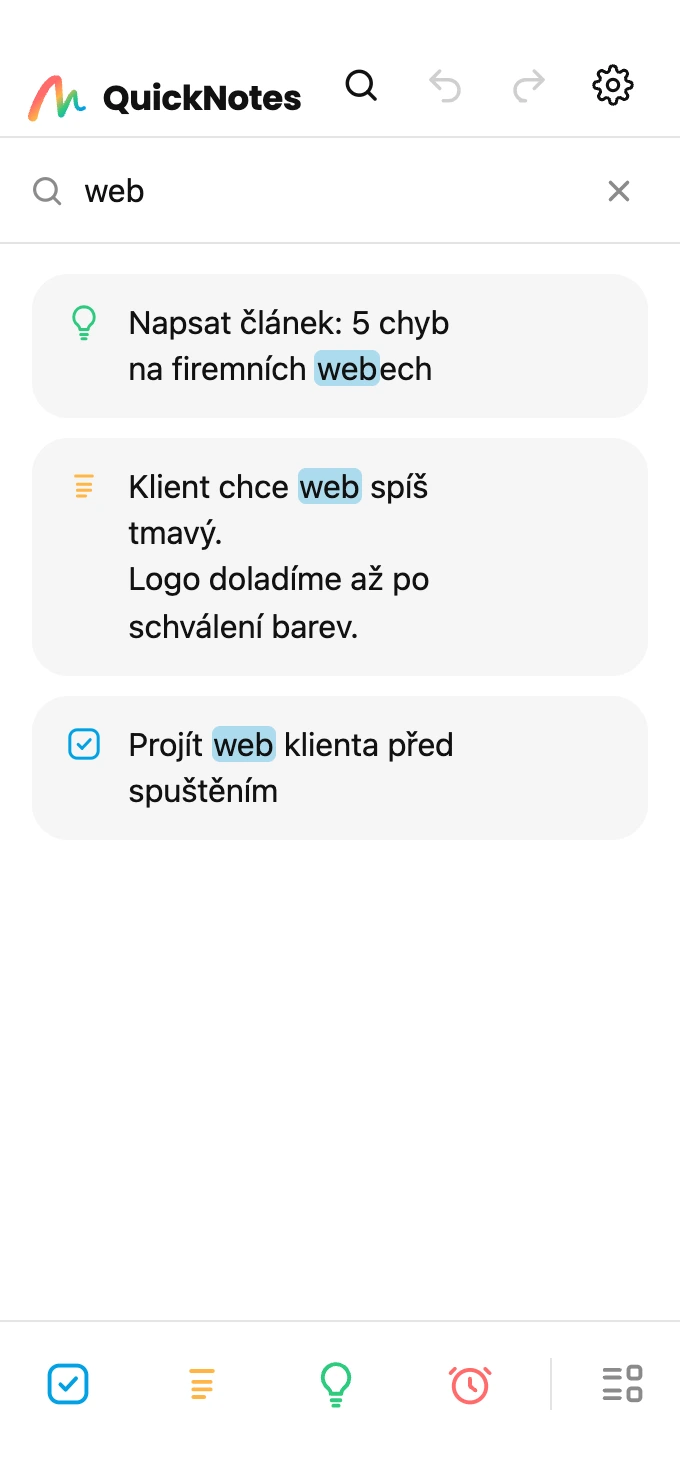 Hledání v záznamech se zvýrazněným nálezem
